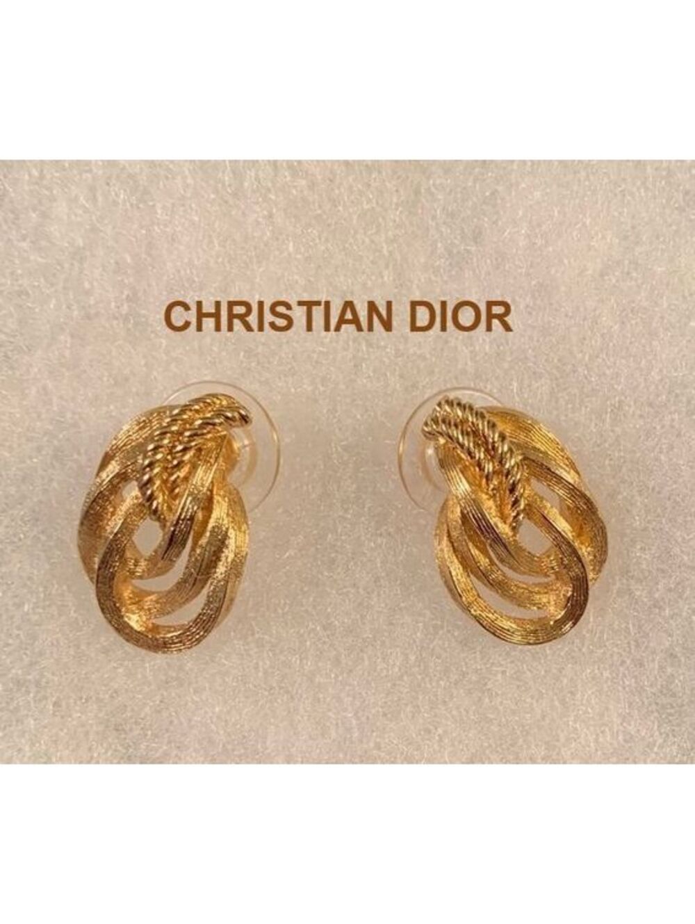 Christian Dior Vintage Gold Plated Love Knot Earrings 1990s Post